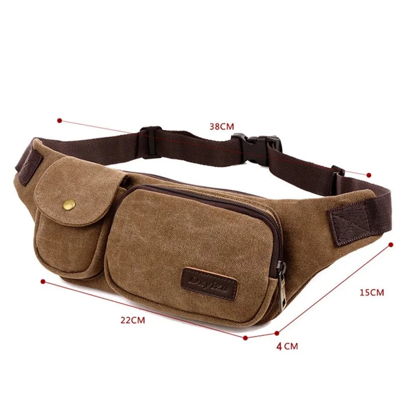 Canvas Waist Pack Casual Bum Hip Bag Belt Phone Bag Case High Fanny Pack Travel
