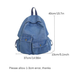 Personality Denim Backpack Women Schoolbag Casual Bag Travel Jean Solid
