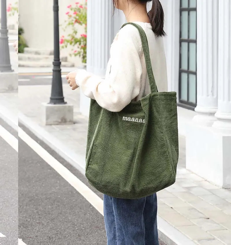 Wehyah Embroidered Corduroy Casual Tote Bag for Women ZY010