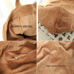 Wehyah Embroidered Corduroy Casual Tote Bag for Women ZY010