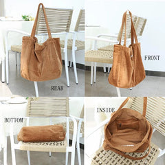Wehyah Embroidered Corduroy Casual Tote Bag for Women ZY010