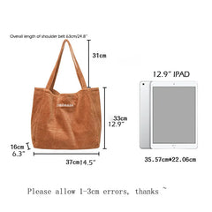 Wehyah Embroidered Corduroy Casual Tote Bag for Women ZY010
