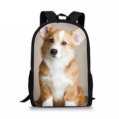 Orthopedic Kids School Bag Backpack - Welsh Corgi Pembroke Print