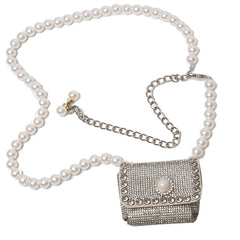 Western Style Mini Summer Diamond Shoulder Bag Women's Pearl Chain