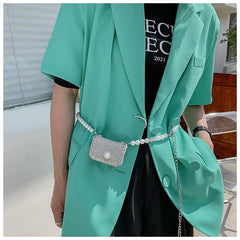 Western Style Mini Summer Diamond Shoulder Bag Women's Pearl Chain