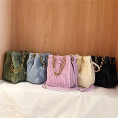Western Style Pleated Chain Shoulder Bag Crossbody Small Bag