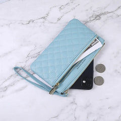 Western Style Wallet Ladies Long Zipper Solid Rhombus Thin Multi-function