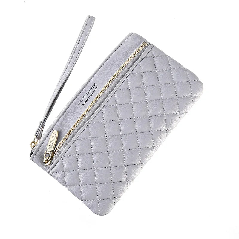 Western Style Wallet Ladies Long Zipper Solid Rhombus Thin Multi-function