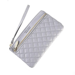 Western Style Wallet Ladies Long Zipper Solid Rhombus Thin Multi-function