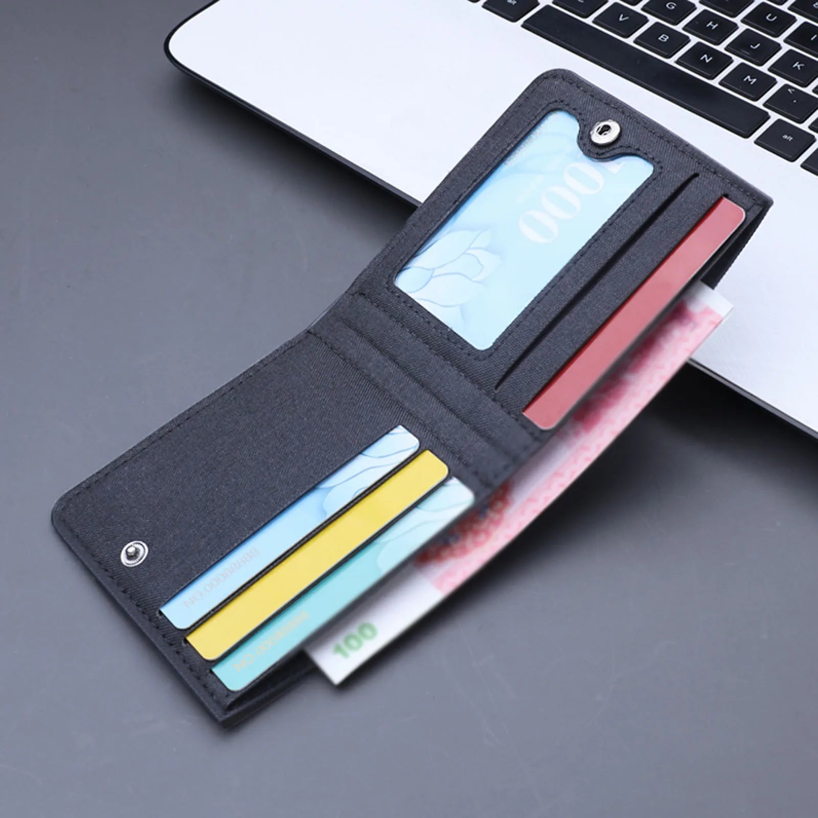 Men's Short Canvas Wallet with ID Slot
