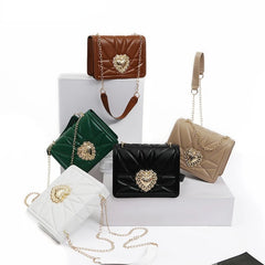Leather Shoulder Bags for Women Retro Heart Female Bag