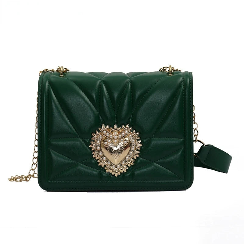 Leather Shoulder Bags for Women Retro Heart Female Bag