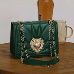 Leather Shoulder Bags for Women Retro Heart Female Bag