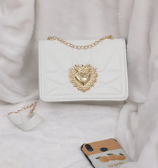 Leather Shoulder Bags for Women Retro Heart Female Bag