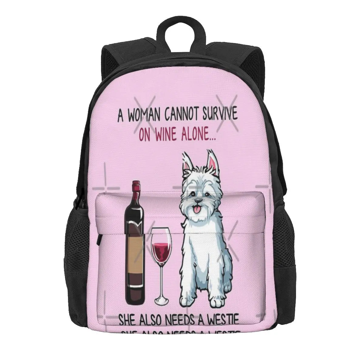 Westie And Wine Funny Dog 2 Backpacks Men's Backpacks Bags For Women