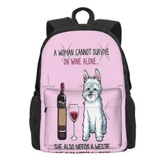 Westie And Wine Funny Dog 2 Backpacks Men's Backpacks Bags For Women