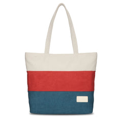 Women's Canvas Tote Travel Bag Shoulder Handbag Stripe Shopping Beach Bag