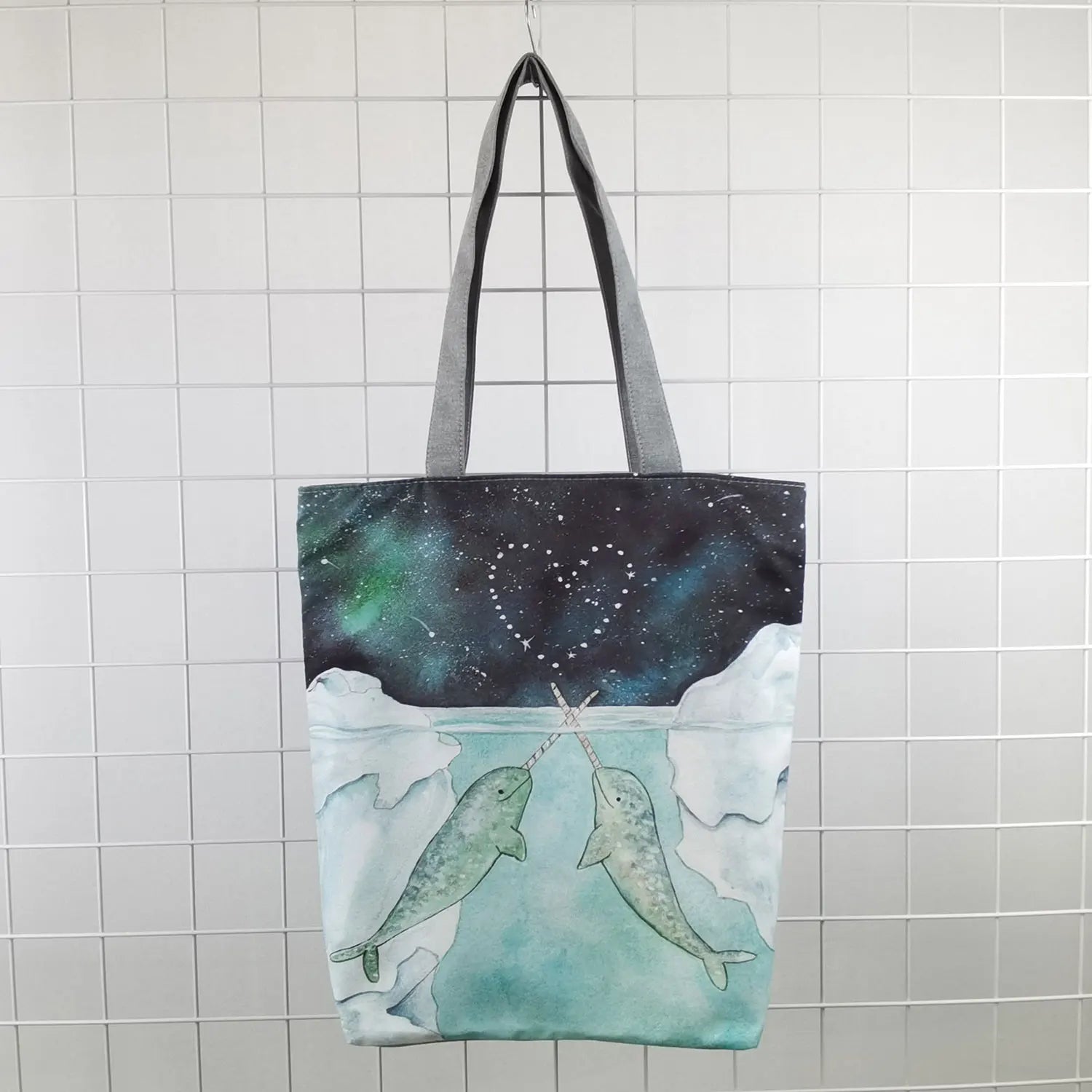 Whale Girl Print Handbags Fresh Sea Series Shopper Bag
