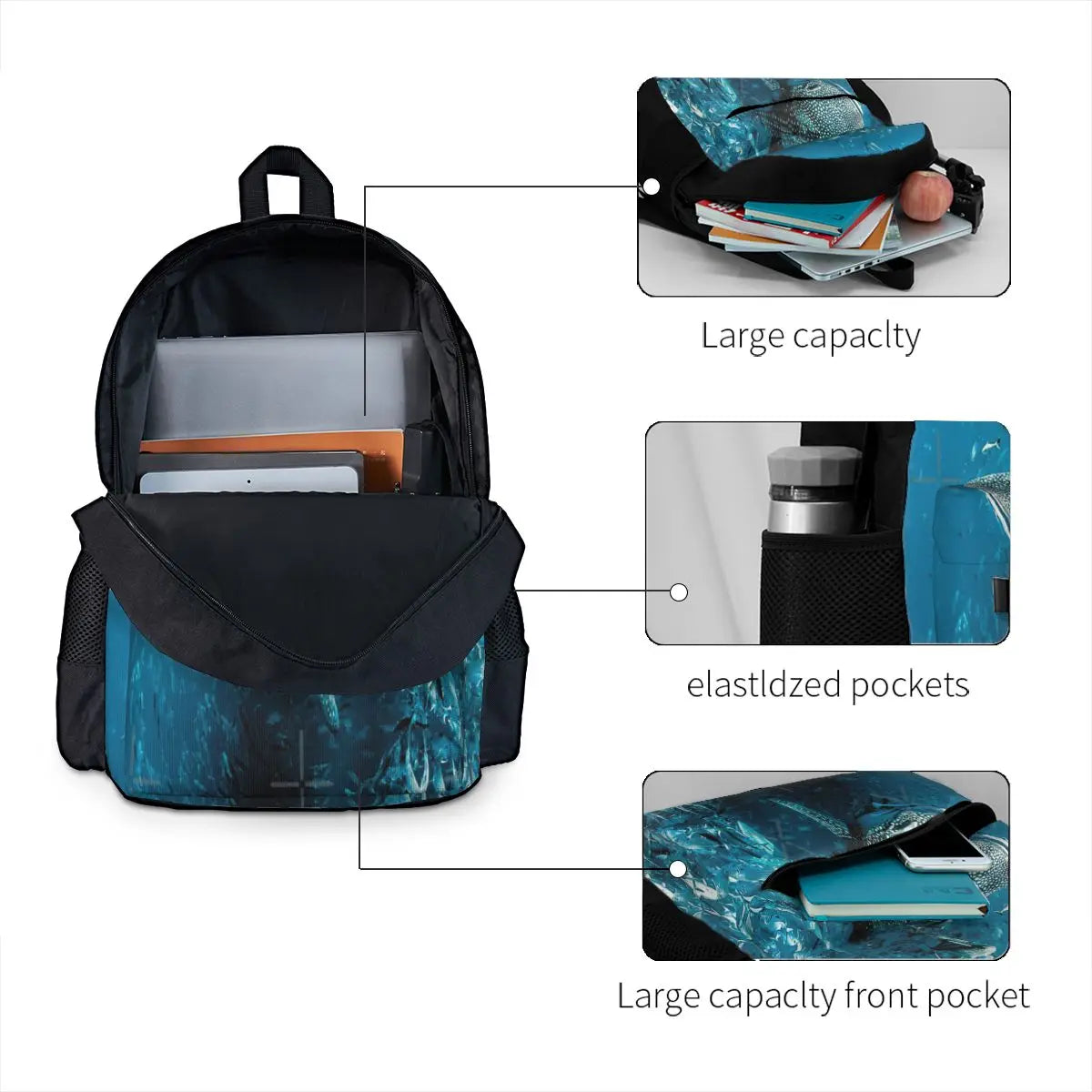 Whale Shark Award Winning Photo Backpacks Men's Backpacks Bags For Women