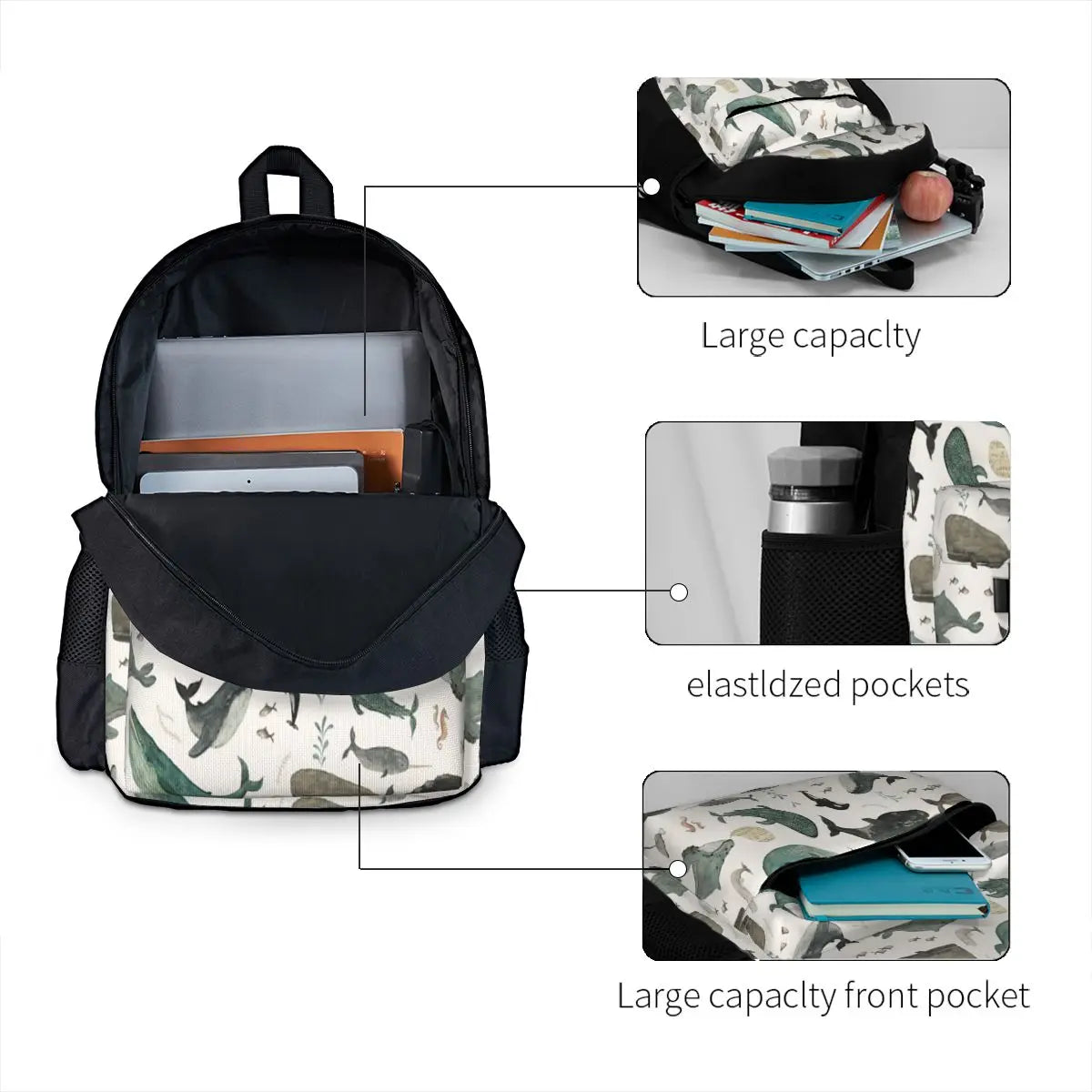 Whale Song 1 Backpacks Men's Backpacks Bags For Women Men's Bag