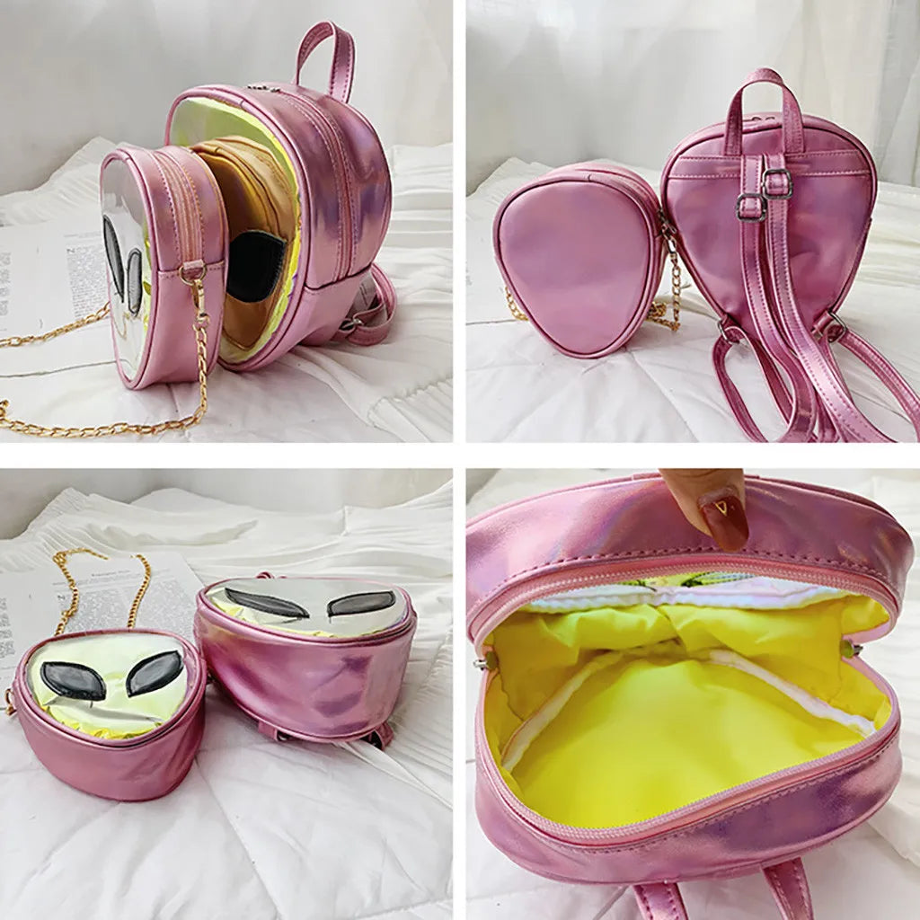 Transparent Jelly Alien Backpack with Pockets
