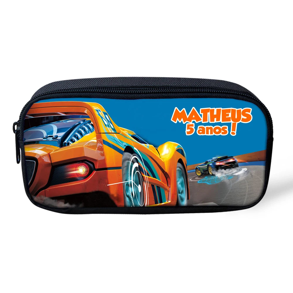 Racing Car Pattern Print Pencil Bag Large Capacity School Supplies