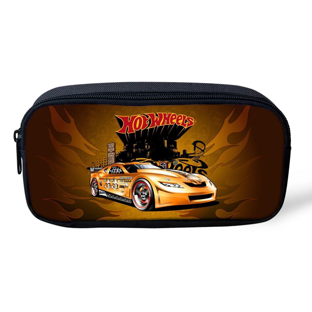 Racing Car Pattern Print Pencil Bag Large Capacity School Supplies