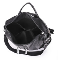 Women's Leather Travel Rucksack Shoulder Bag Waterproof Nylon Backpack