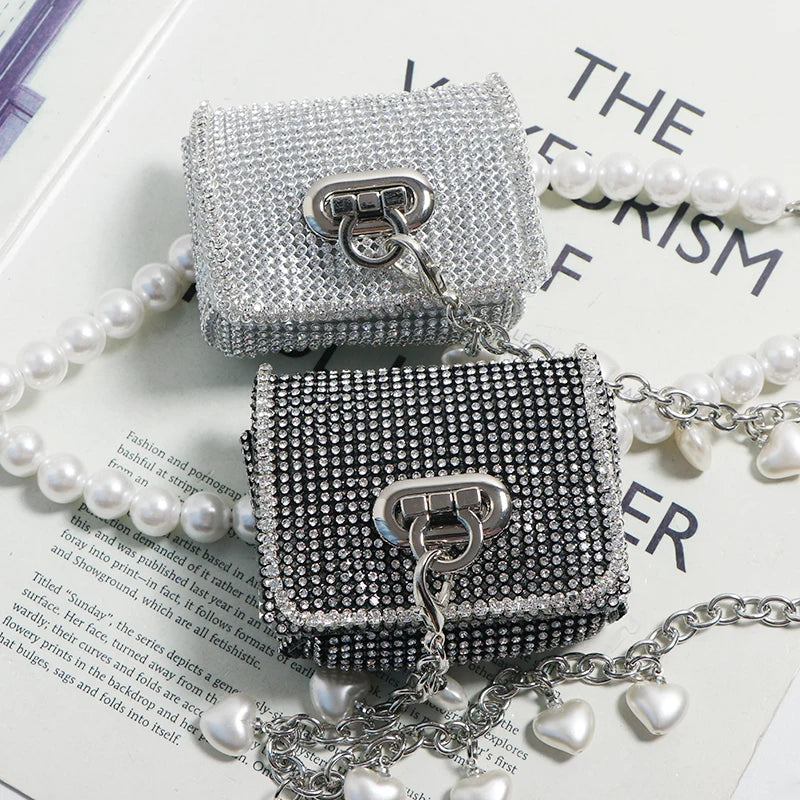 Pearl Chain Waist Belt Fanny Pack with Lipstick Bag