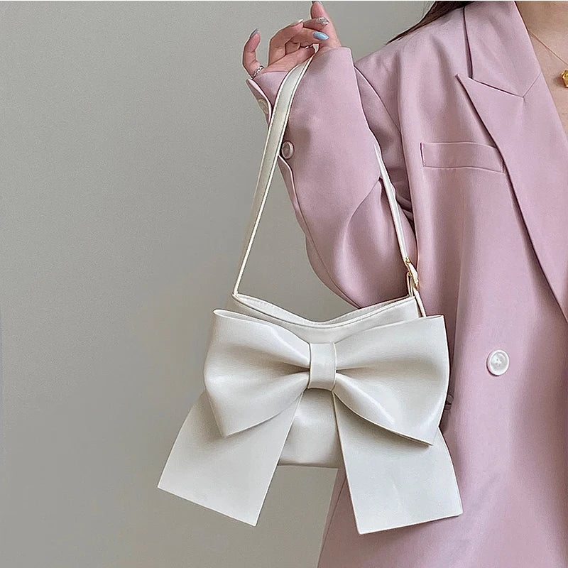 Bowknot Women's Shoulder Bag PU Leather Tote Handbag