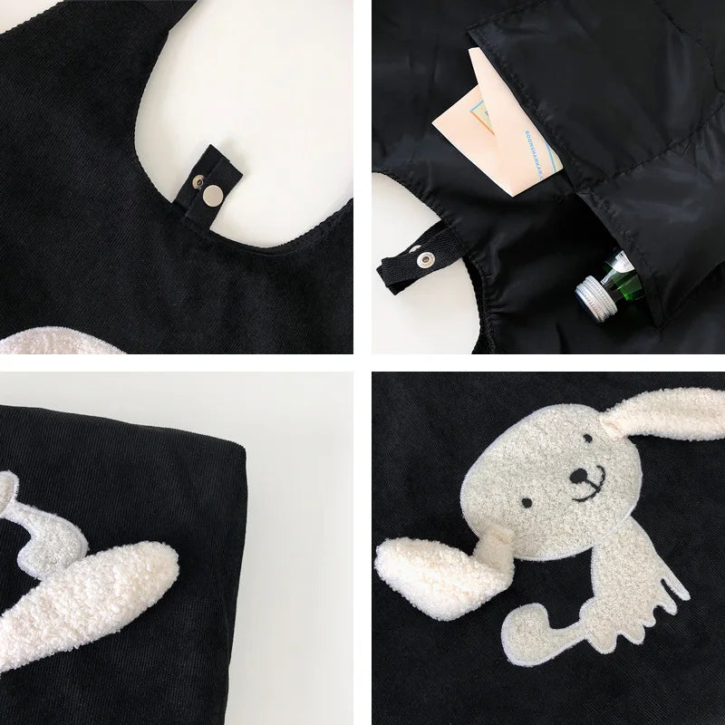 Dog Appliques Women Shoulder Bag Canvas Messenger Handbag