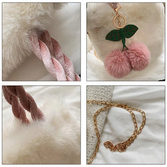 Plush Tote Bag Soft Furry Bags Handbag Cherry Fur Crossbody Shoulder Bags