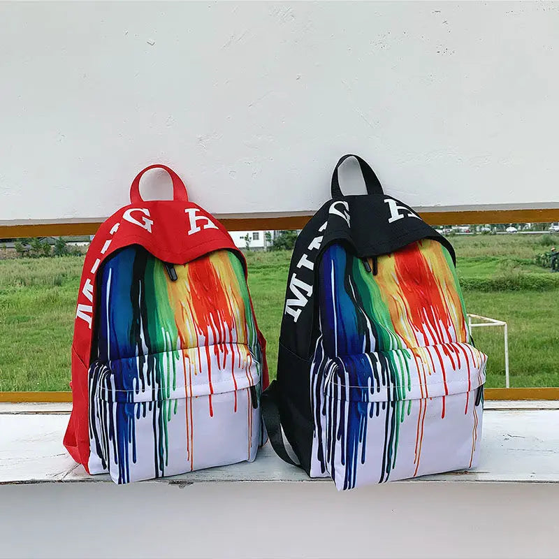 Rainbow Graffiti Satchel Bag for Girls Boys College School Shoulder Bag