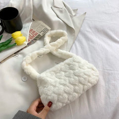 Heart Lady Faux Fur Shoulder Bag Winter Warm Plush Crossbody Purse