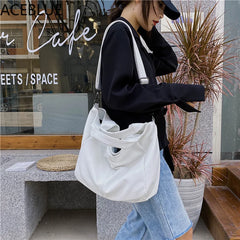 Leather Women Half Moon Bags Large Capacity Hobo Shopper Bag
