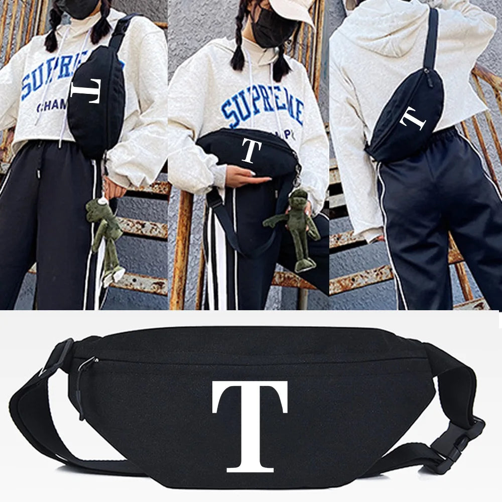 T Print Waist Bags Fitness Run Shoulder Bag Crossbody Phone Bag