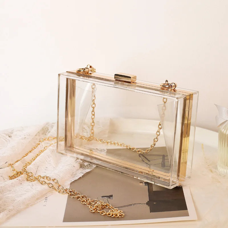 Acrylic Square Crossbody Bag Small Messenger Wedding Clutch Purse