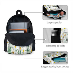 Margaret Daisy Horizontal Backpacks Men's and Women's Zipper School Backpacks