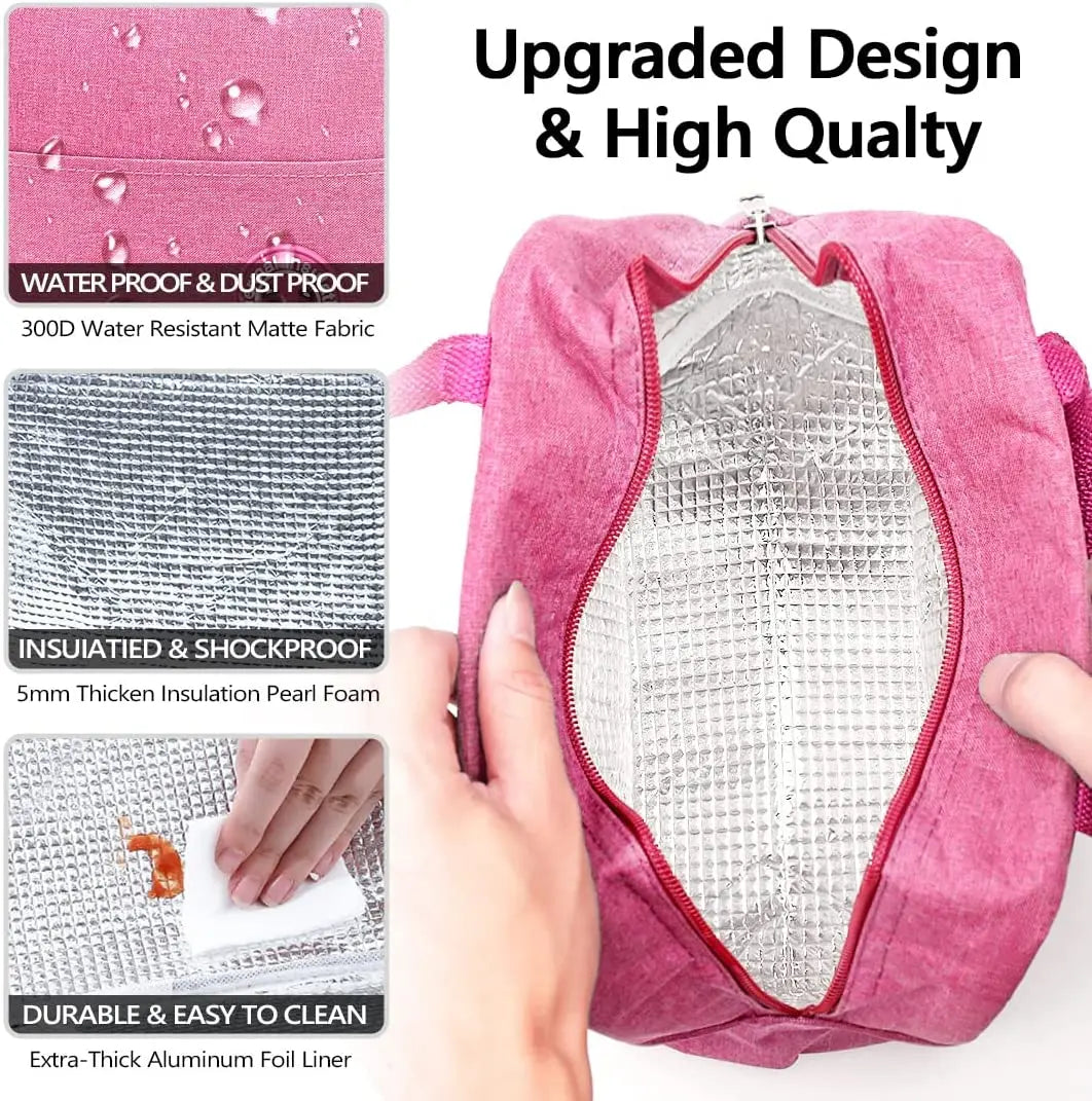Canvas Lunch Bag for Women Portable Thermal Zipper Cooler Dinner Bag