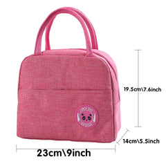 Canvas Lunch Bag for Women Portable Thermal Zipper Cooler Dinner Bag