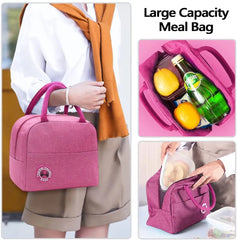 Canvas Lunch Bag for Women Portable Thermal Zipper Cooler Dinner Bag