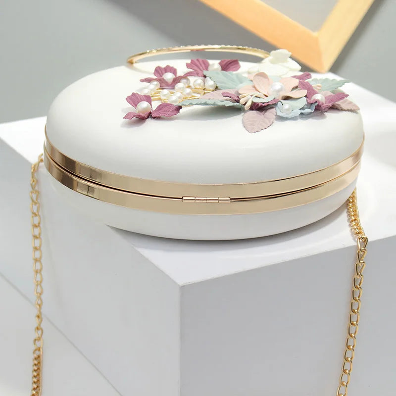 Mini Flower Round Evening Bag Women's Handbag Chain Shoulder Bags Party Purse