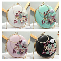 Mini Flower Round Evening Bag Women's Handbag Chain Shoulder Bags Party Purse