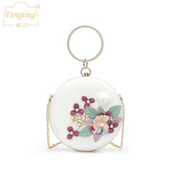 Mini Flower Round Evening Bag Women's Handbag Chain Shoulder Bags Party Purse