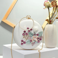 Mini Flower Round Evening Bag Women's Handbag Chain Shoulder Bags Party Purse