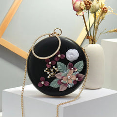 Mini Flower Round Evening Bag Women's Handbag Chain Shoulder Bags Party Purse