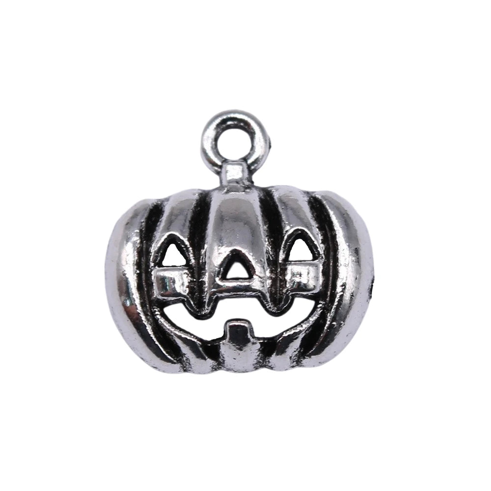150pcs Halloween Pumpkin Charms 16x16mm Antique Silver Charms