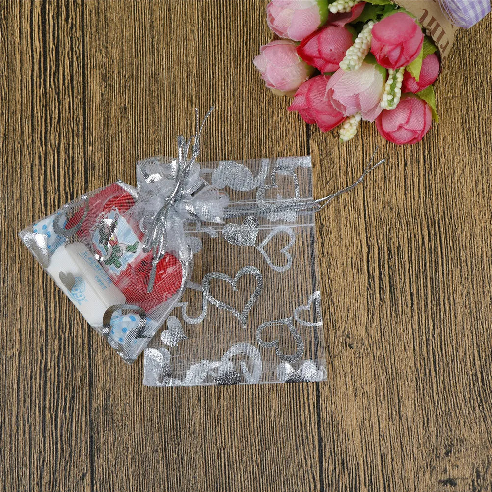50Pcs/lot Organza Drawstring Bag Wedding Favor Gift Bag Candy Bags