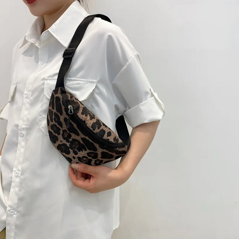 Leopard Crossbody Bag Waterproof Waist Bag Handbag for Women