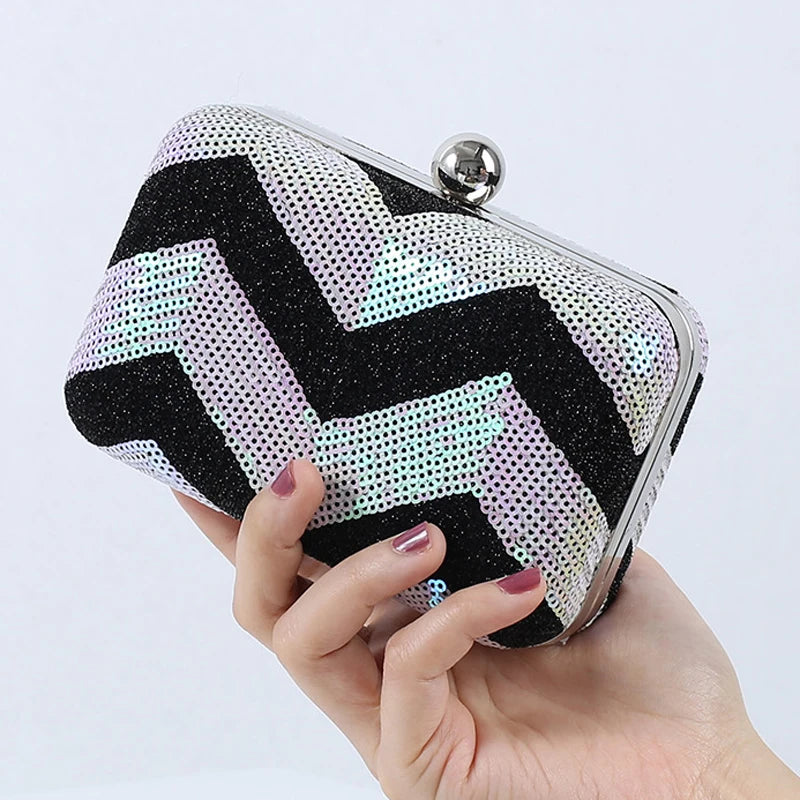 Sequins Crossbody Bag Green Strap Wallet Purse Evening Clutch
